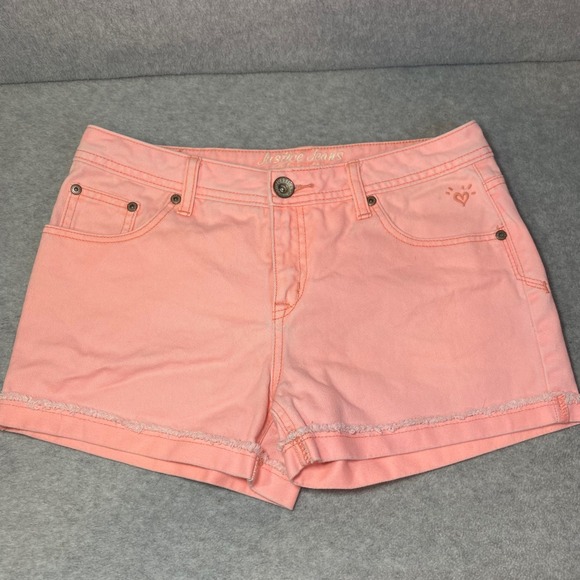 Justice Other - Justice Denim‎ Shorts Girls Size 12.5 Pastel Peach Pink Summer Casual EUC